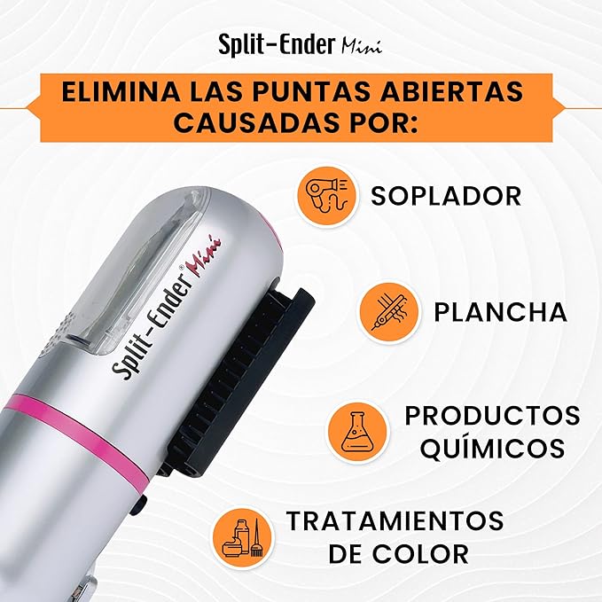 Split-Ender Mini - The Original Cordless Split End Hair Trimmer Automatic 3 AAA Battery Home Care Clipper 2-in-1 for Dry Damaged Splitting Broken Brittle Straight Curly Frizzy Beauty Styling - Pink