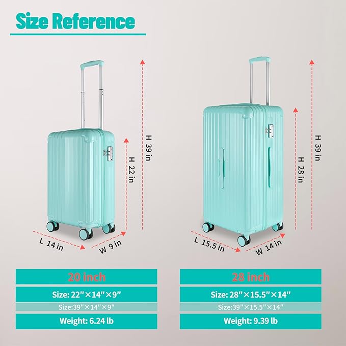 Carry-on 20 Inch and 28 Inch Square Thickened ABS+PC Hard Shell luggage - Image 2