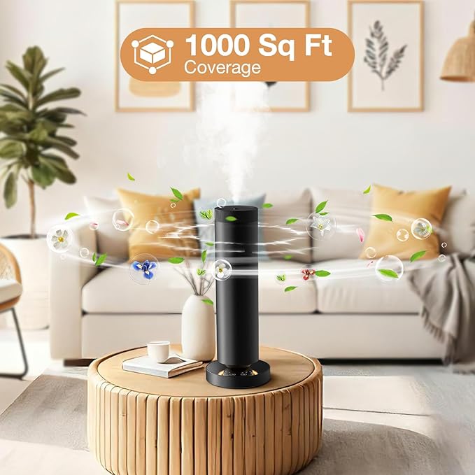 Waterless Diffuser, Waterless Essential Oil Diffuser for Home Hotel Adjustable Mist & Timer, Scent Diffuser Starter Kit with Night Light
