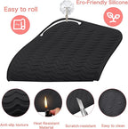Heysam Heat Mat for Flat Iron Hair Straightener and Curling Iron Pad, Travel Storage Mat Pouch for Countertop, Professional Heat Resistant Silicone Mat for Hair Tools, 9"x6.5", Black
