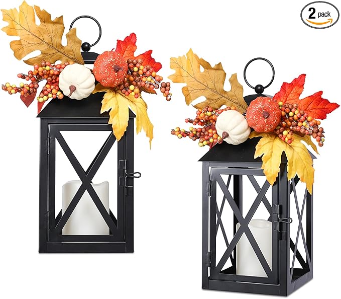 Fall Decor Lantern for Home, Large Decorative Lanterns Outdoor Waterproof 12" by WonderSolar