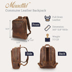 Leather Backpack for Men 15.6" Laptop Backpack 100% Madagascar top-Grain - Image 6