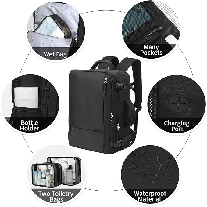 Hanples Travel Backpack for Women Men, Large Carry On Person Item Luggage - Image 7