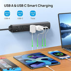 TROND Flat Plug Power Strip USB-10ft Flat Extension Cord Surge Protector Wall - Image 4