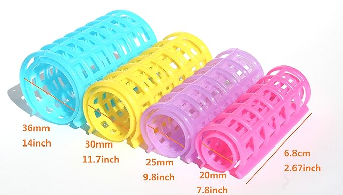 Kamay's Jumbo Hair Rollers Comb Curlers Clips Styling Rollers Hair Curls Wave Style Hairdressing Curlers Tools (Plastic Styling 36mm 1 1/2" 6PCS Random Clolor)