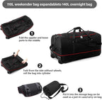 Rolling Duffle Bag with Wheels, 110L/140L Expandable Soft-Sided Foldable Duffle - Image 5