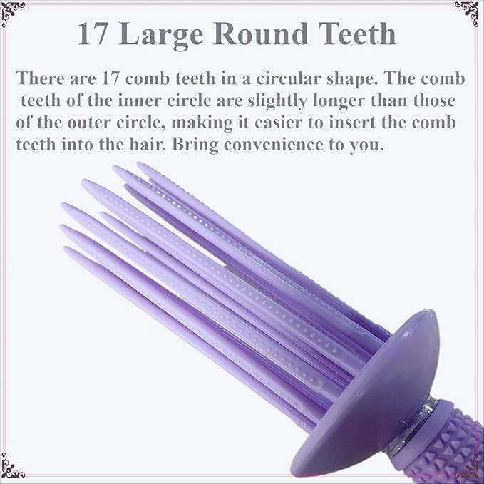 17 Teeth Curly Hair Brush, Curl Defining Brush, Curling Roll Comb, Perfect for Hair Salon & Home Use (Silicone Purple)