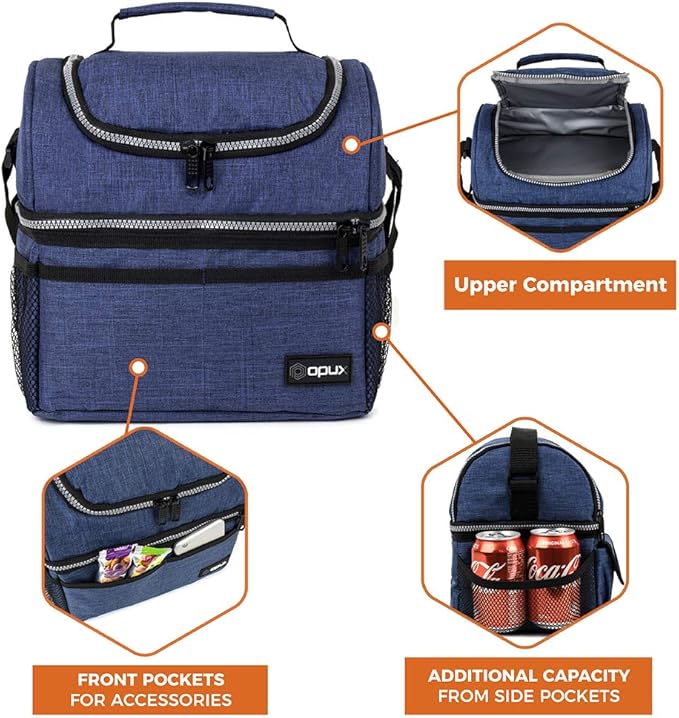 OPUX Lunch Box For Men Women, Insulated Large Lunch Bag Adult Work, Double - Image 6