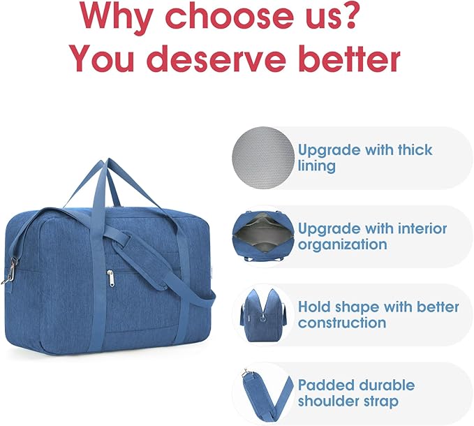 Carry on luaggage 22x14x9 Airlines Approved Foldable Carry on Bag Packable - Image 5