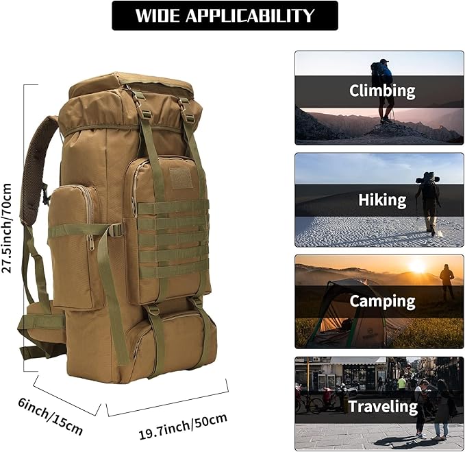 Hiking Backpack for Men 70L/100L Camping Backpack Military Rucksack Molle 3 - Image 3
