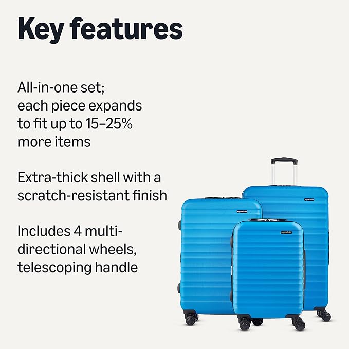Amazon Basics 3-Piece Set, Hardshell Suitcases - Image 2