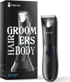 Manscape Trimmer for Men - No Nicks Electric Razor-Shaver for Balls/Pubic/Groin/Legs/Chest Hair Removal w/Light & Ceramic Blade, IPX7 Waterproof Body Groomer USB-C Charging, Gifts for Him Dad