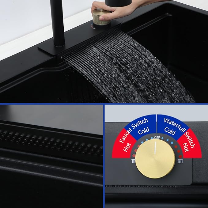 Dcolora Waterfall Smart Kitchen Sink 33x22 Drop In Single Bowl Multifunctional - Image 6