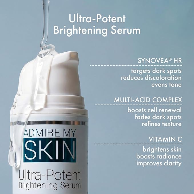 Admire My Skin Dark Spot Corrector Remover for Face - Brightening Discoloration Correcting Serum - Kojic Acid + Azelaic Acid Serum for Melasma and Sun Spots 1oz
