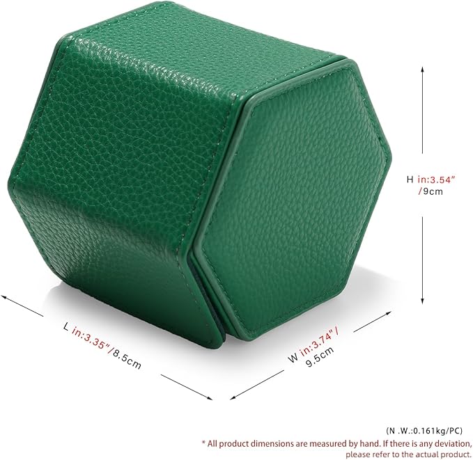 Oirlv Luxury Hexagonal Leather Watch Travel Case Single Watch Box - Image 8