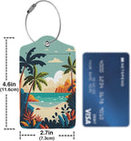 Cartoon Summer Beach 2 Pcs Luggage Tags, Privacy Cover ID Label - Image 4