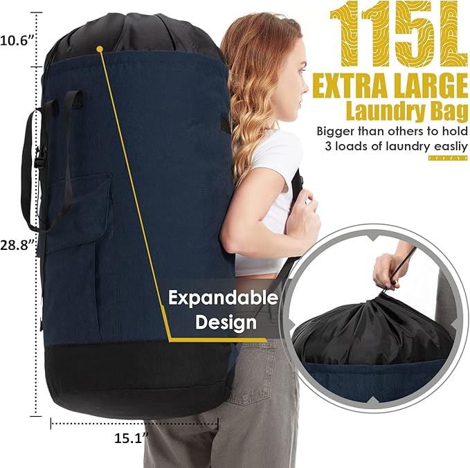 Laundry Bag Backpack Extra Large, Heavy Duty Laundry Bag - Image 3