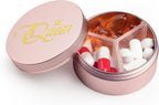 Small Pill Case 3 Compartments, Metal Round Portable Pill Box, Waterproof by LightOnIt