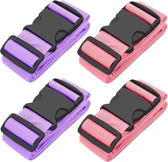 BILIONE 4 Pack Luggage Straps 79" Long Belts Keep Suitcase Secure While by BILIONE