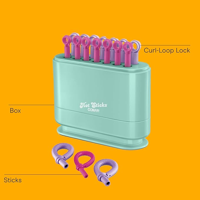 Conair Silicone Hot Rollers for Women, 14 Assorted Hot Sticks Hair Curlers with No Roller Clips Needed, 85-Second Heat-Up, For All Hair Lengths, Green
