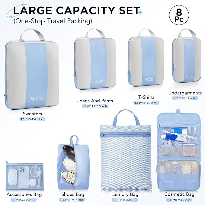 8 Set Compression Packing Cubes - Image 2