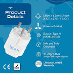 Ceptics Israel Power Adapter Travel Universal Plug, Works in Palestine - Image 4