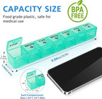 2-Pack Large Weekly Pill Organizer, 7 Day Pill Cases Organizers Once A Day - Image 3