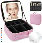 Travel Makeup Bag, with Mirror 3 Color Setting and Detachable 10x Magnifying by MORMIDTravelMakeupBag