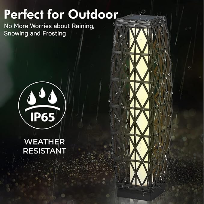 Grand patio Solar Outdoor Floor Lamp Wicker Lantern Decoration Light - Image 5