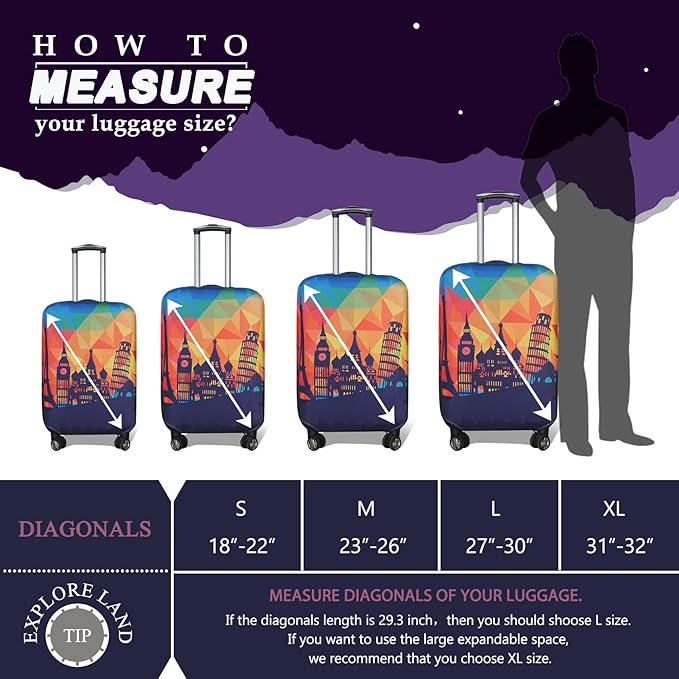 Explore Land Travel Luggage Cover Suitcase Protector Fits 31-32 Inch Case - Image 5