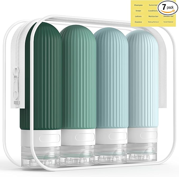 ME.FAN Travel Bottles for Toiletries, TSA Approved 3oz Silicone Journey Size by MEFAN