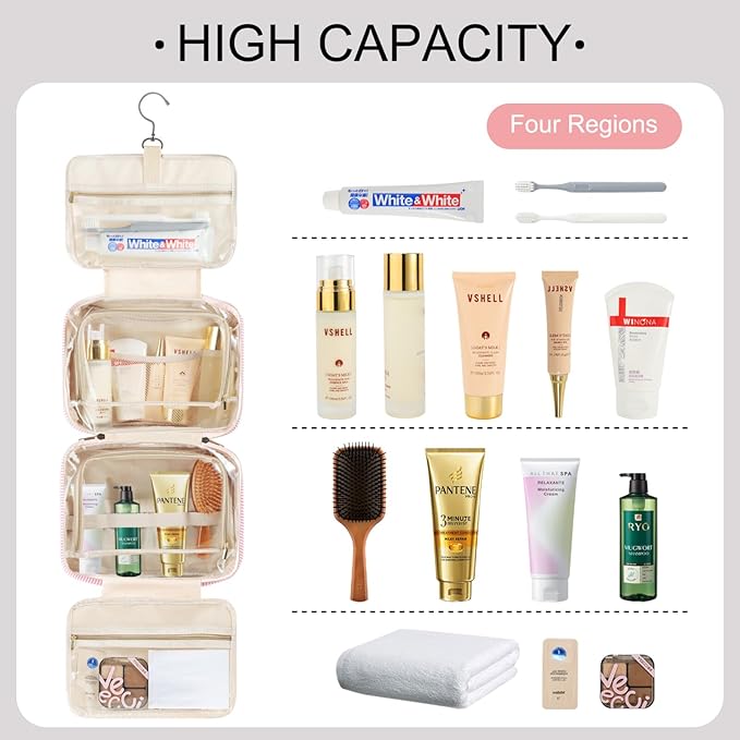 TOPEAST Initial Toiletry Bag Travel Makeup Bag - Image 4