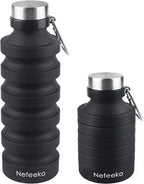 Nefeeko Collapsible Water Bottle, Reuseable BPA Free Silicone Foldable Water by Nefeeko
