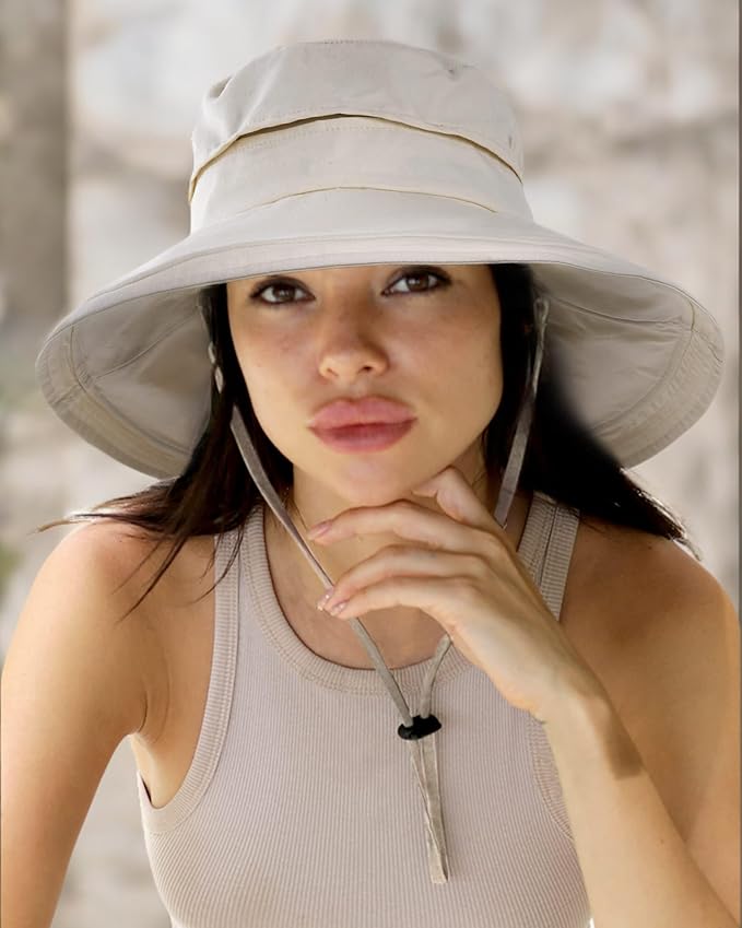 Sun Hats for Women Gardening Hat Wide Brim Ponytail Beach Sun Protection - Image 8
