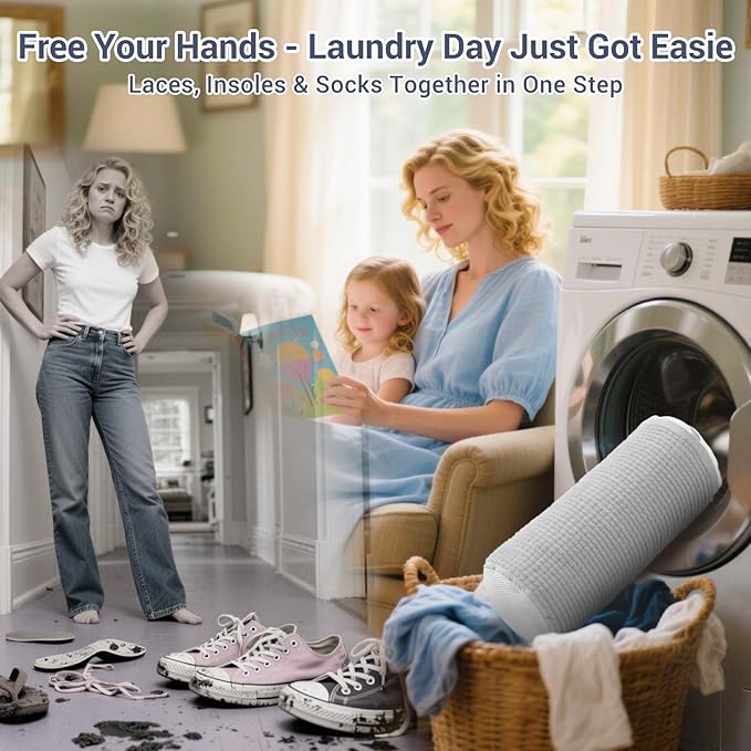 Shoe Washing Machine Bag with 2 Mesh Pockets, One-Step Shoe Laundry Bag - Image 2