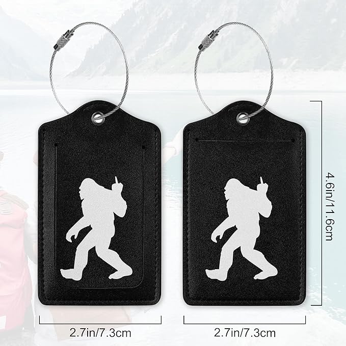 2Pcs Luggage Tag for Suitcase Black Sasquatch Cute Luggage Tag - Image 2