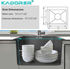 15 x 15 Inch Black Drop In Kitchen Sink - Image 3