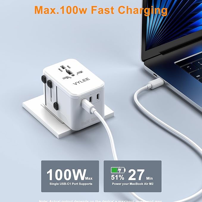 PD100W GaN Universal Travel Adapter, International Power Adapter in One - Image 3