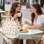 Lunch Bag Lunch Box for Women Adults Men, Cute Strawberry Corduroy Insulated - Image 5