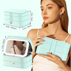 Travel Jewelry Case with LED Lighted Mirror, Personalized Birthday Gifts - Image 5