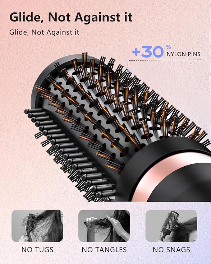 Hot Air Brush, Updated Version Thermal Brush & Hair Dryer Brush One Step Volumizer, High-Speed 1.5 Inch Negative Ion Blowout Express Thermal Round Brush Salon-Quality Blowouts, Hair Shinier & Smoother