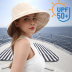 vidsel Womens Sun Hats Wide Brim Reversible Bucket Cotton Hat Packable Summer - Image 6