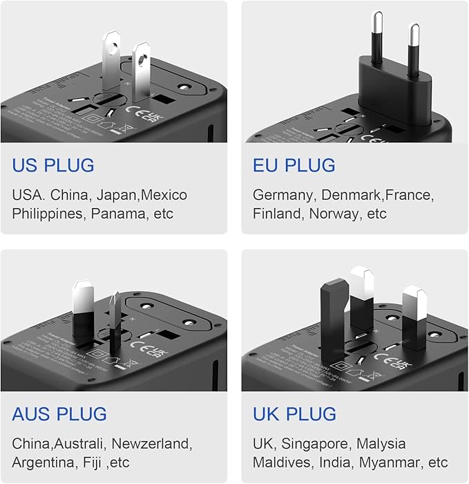 Universal Travel Adapter, 5 in 1 International Travel Plug Adapter - Image 4