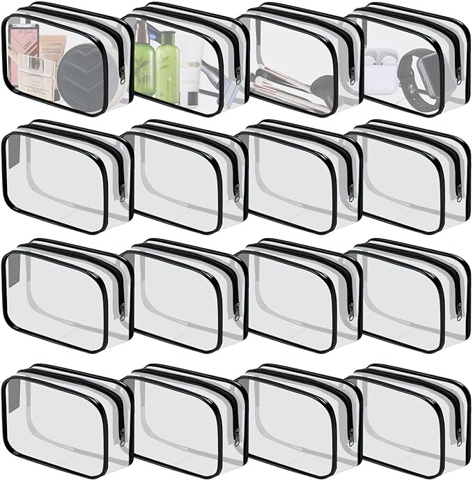 16 Pieces Clear Cosmetic Bags PVC Clear Makeup Bags TSA Approved Toiletry Bag by YedsIntu