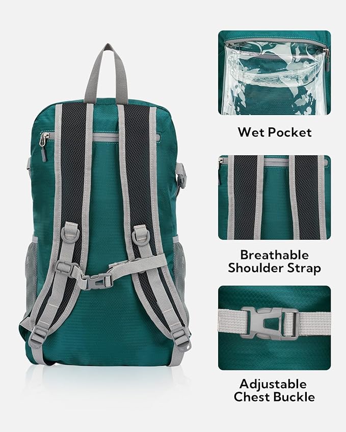WATERFLY Lightweight Packable Hiking Backpack: 30L Foldable Travel Daypack - Image 5