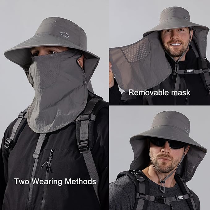 Sun Hat for Men Women with Neck Flap, UPF 50+ UV Protective Hiking Fishing Hats - Image 2