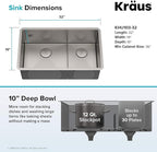 KRAUS Standart PRO™ 32-inch 16 Gauge Undermount 60/40 Double Bowl Stainless - Image 5
