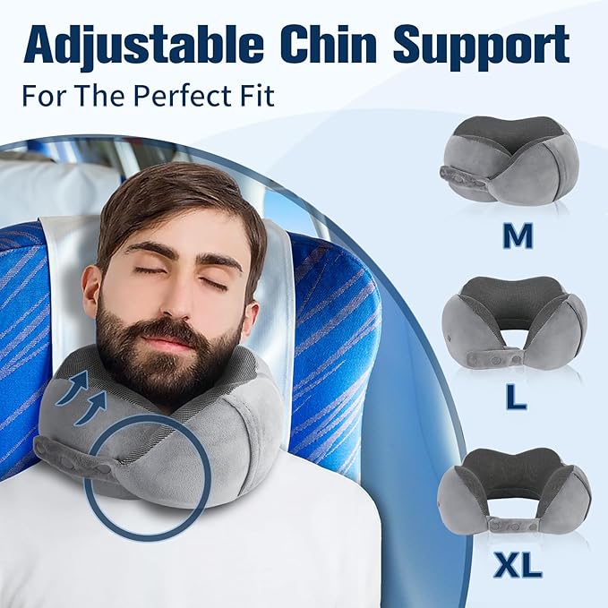 Neck Pillow for Traveling, Travel Pillows for Airplanes, 100% Pure Memory Foam - Image 2