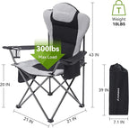 2 Pack Camp Chairs for Heavy People, Outdoor Folding Camping Chairs - Image 3
