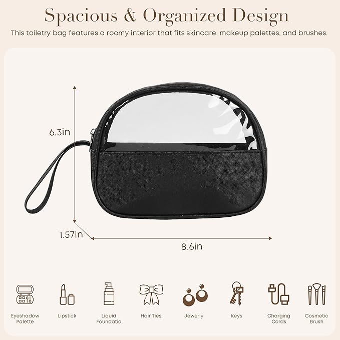Clear Toiletry Bag, Travel Makeup Bag, Small Transparent Cosmetic Bag - Image 3